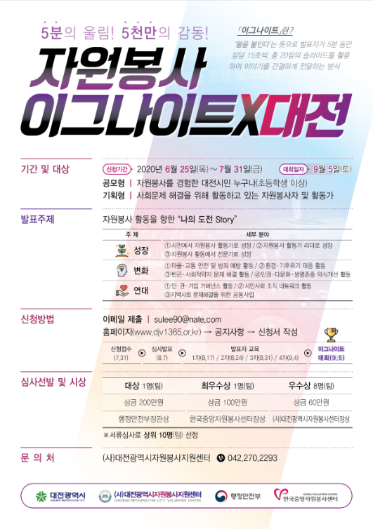 2020 우수사례 공모대회 자원봉사 이그나이트 X 대전